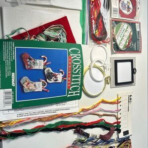 Bernard Tabby’s Christmas Crosstitch kit ornaments thread frames canvas